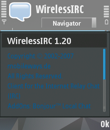 wireless-irc-v1-20-chat-programi-screenshot0037.pngek boyutunda g�rmek i�in t�klay�n.Resmin ismi:  Screenshot0037.pngG�r�nt�leme: 6B�y�kl���:  63.2 KB (Kilobyte)