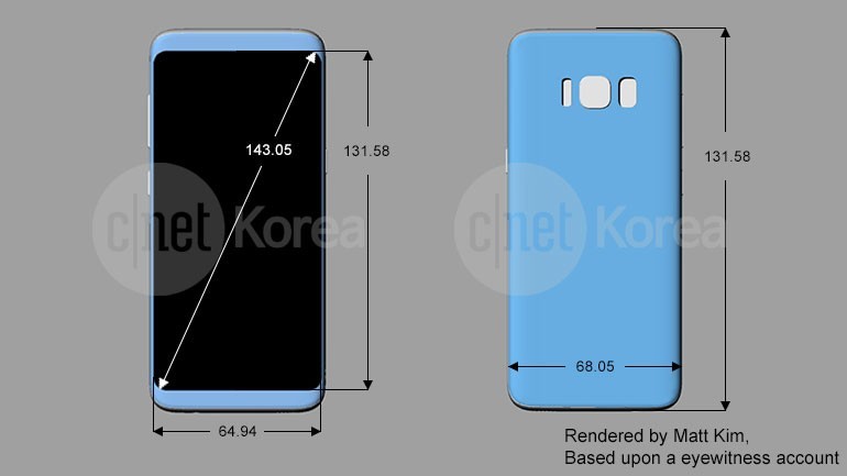 Galaxy S8 ve Galaxy S8 Plus Boyutları ve Şematik Görselleri 