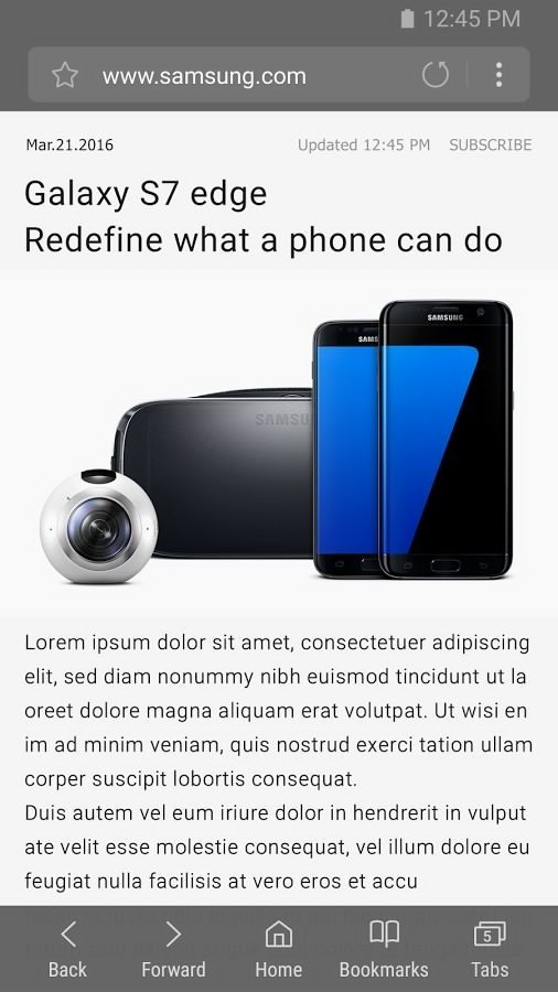 Samsung'un Yeni Internet Tarayıcısının Ekran Görüntüleri