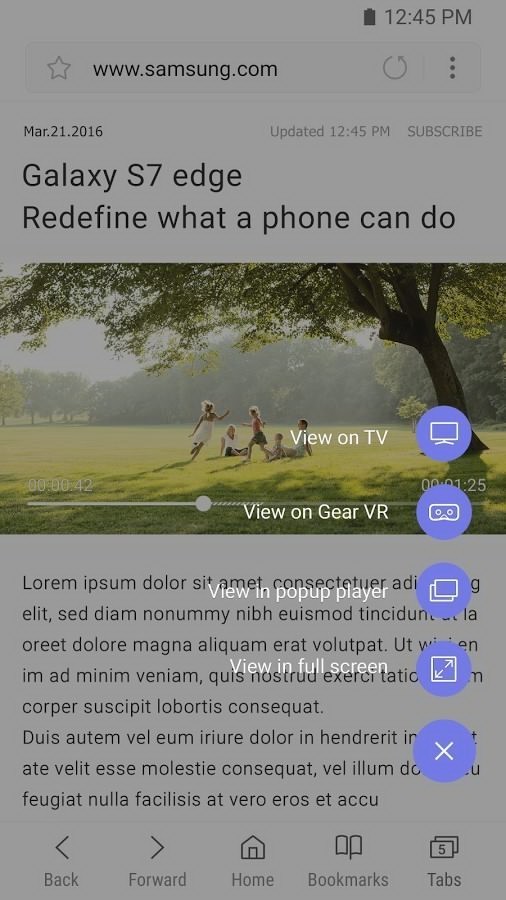 Samsung'un Yeni Internet Tarayıcısının Ekran Görüntüleri