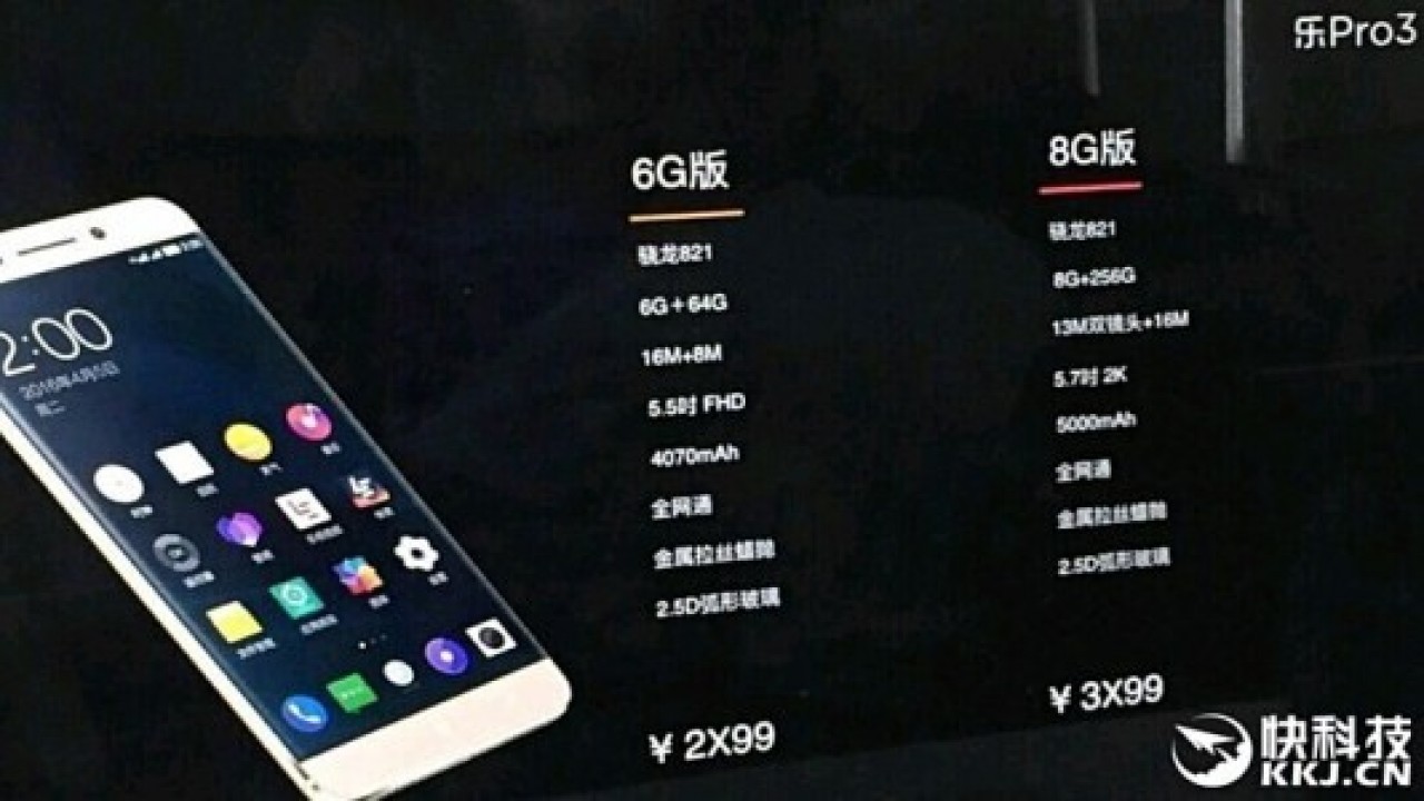 LeEco Pro 3 8GB RAM ve 256GB Depolama ile Geliyor 