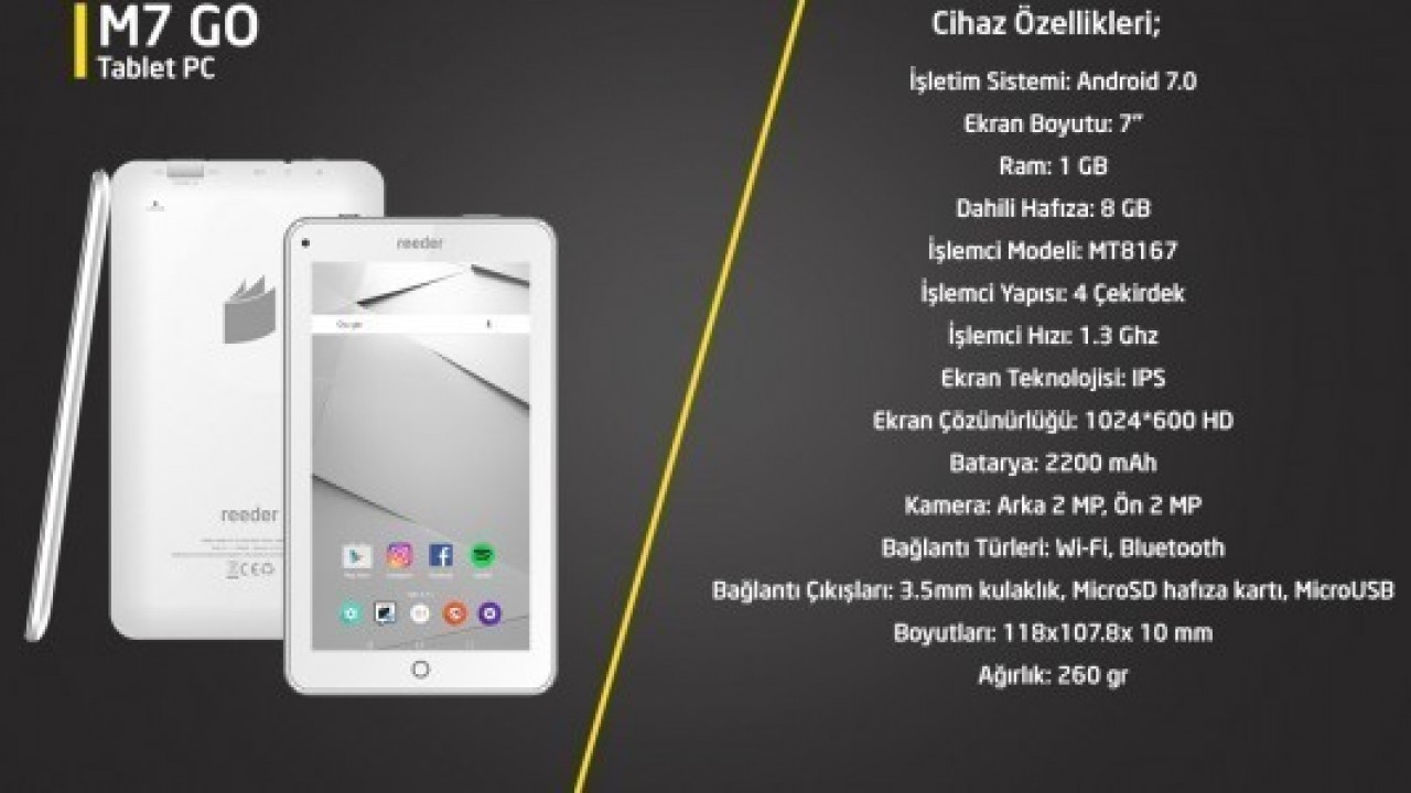 Reeder'ın uygun fiyatlı tablet bilgisayarı: M7 Go