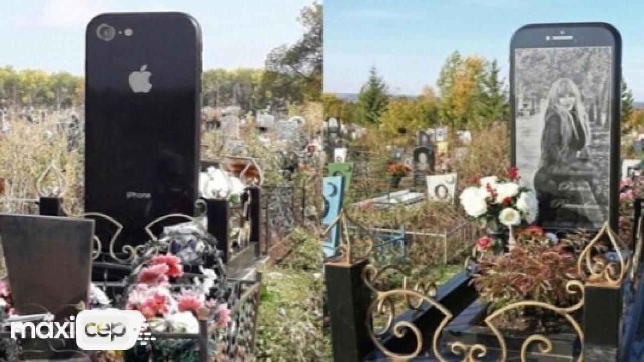 Kızına iPhone 6 benzeri mezar taşı yaptırdı