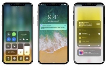 iOS 11 yüklü, home tuşu olmayan iPhone 8 konsepti