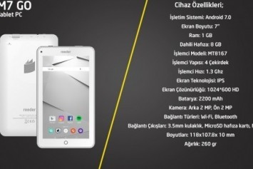 Reeder'ın uygun fiyatlı tablet bilgisayarı: M7 Go