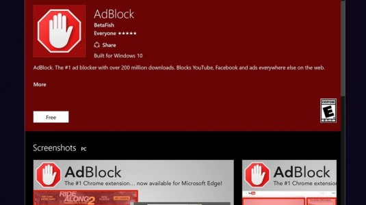 AdBlock ve AdBlock Plus Microsoft Edge Eklentileri, Windows Store'da Yayınlandı