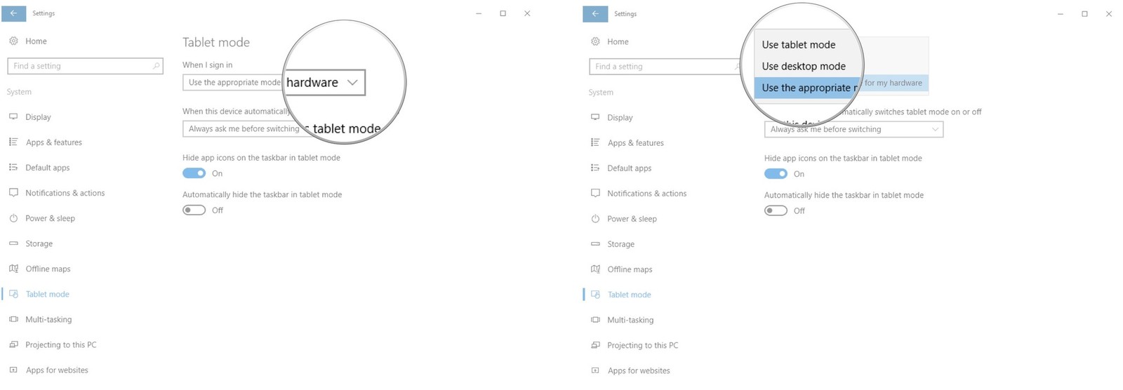 windows 10 da tablet modu nasil
